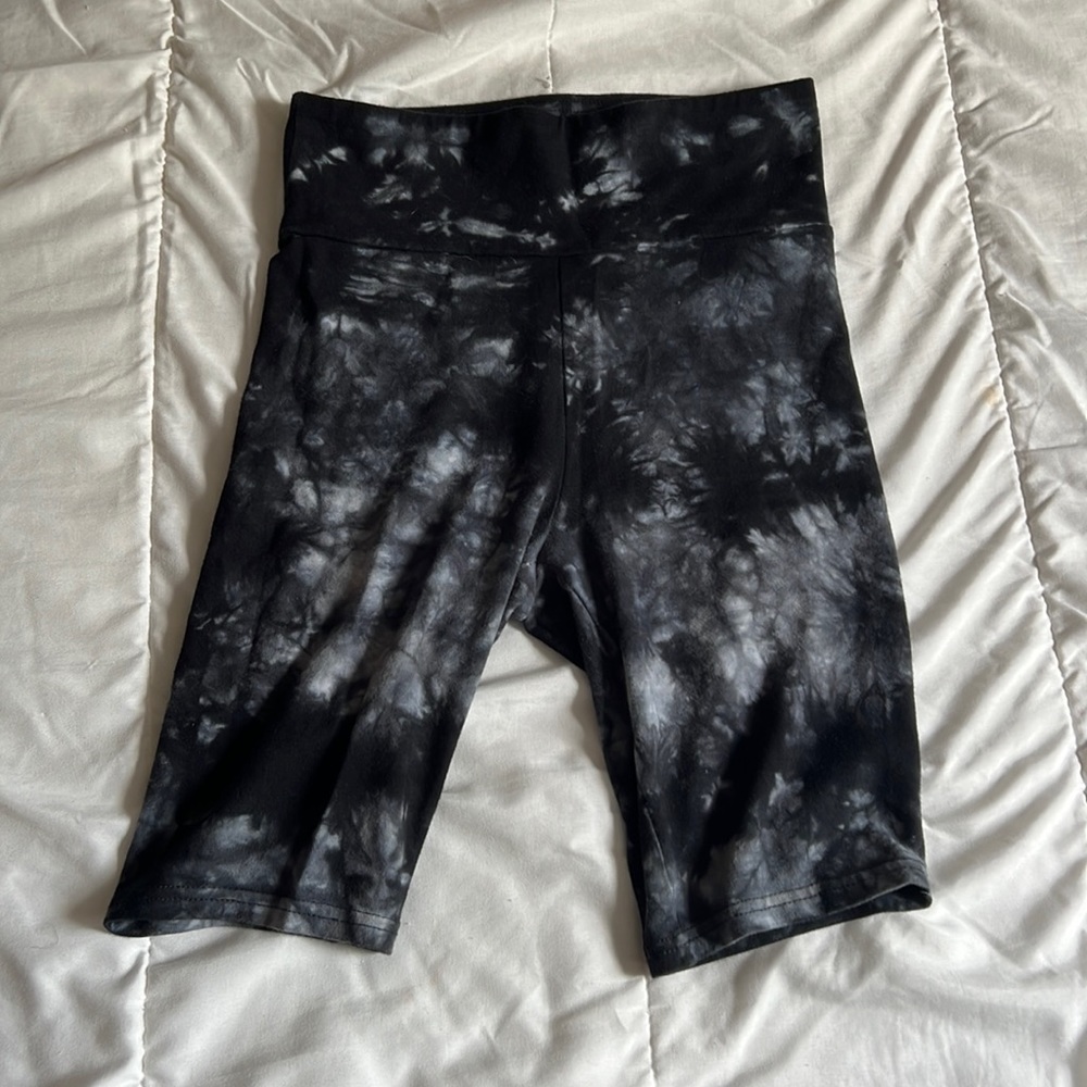 black and white marble biker shorts